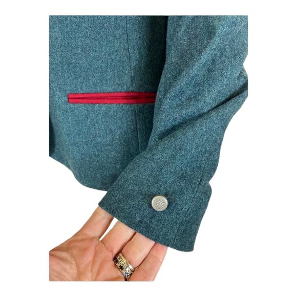 Vintage Miss Pendleton 100% Virgin Wool Blazer W/ Red collar & lining size 16 - Picture 8 of 13